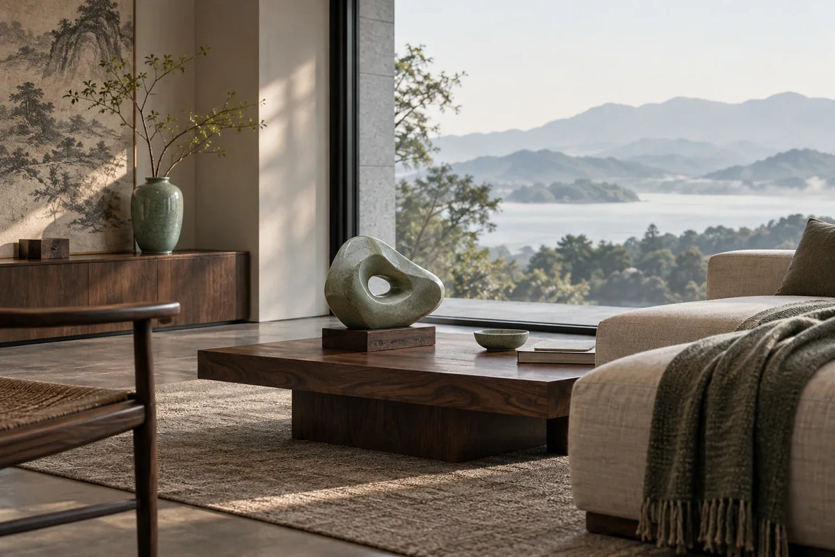 Eastern Aura editorial scene about collectible gifts and living heritage and modern artful living