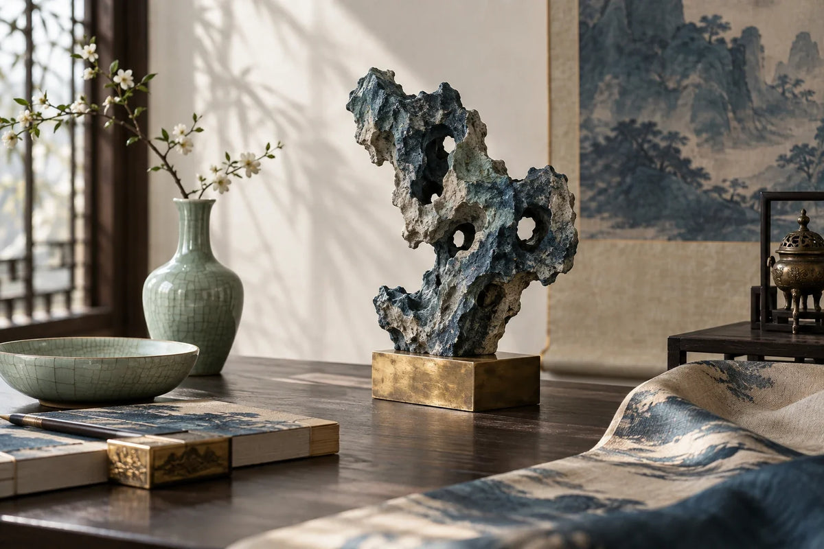 Eastern Aura editorial scene about collectible gifts and living heritage and modern artful living