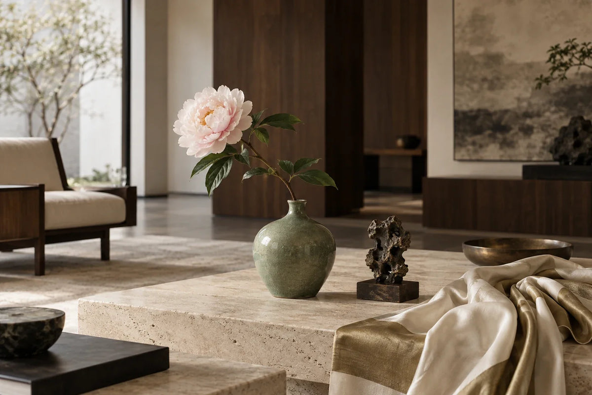 Eastern Aura editorial scene about collectible gifts and living heritage and modern artful living