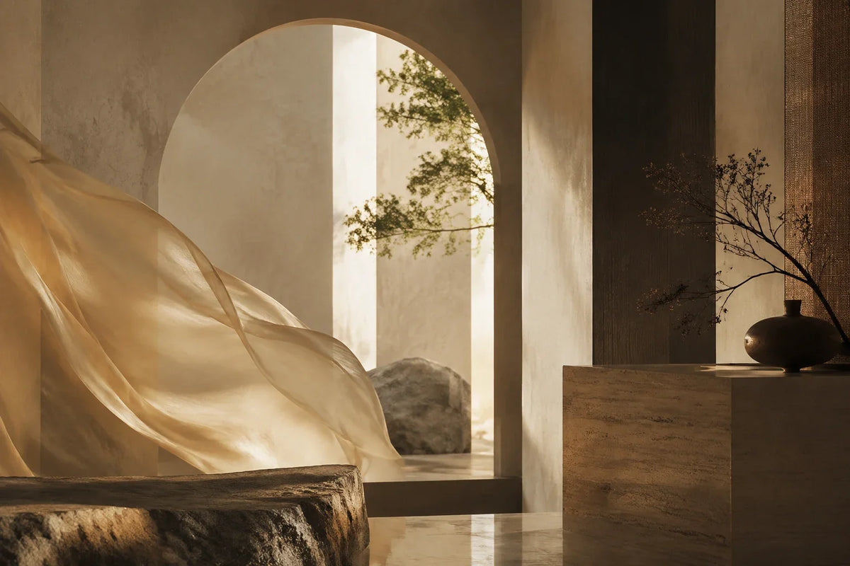 Eastern Aura editorial scene about the peony as a contemporary design motif