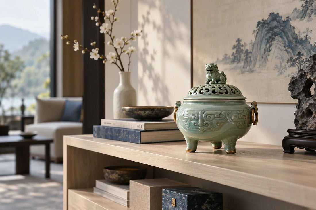 Eastern Aura editorial scene about Chinese collection and artful living and daily ritual