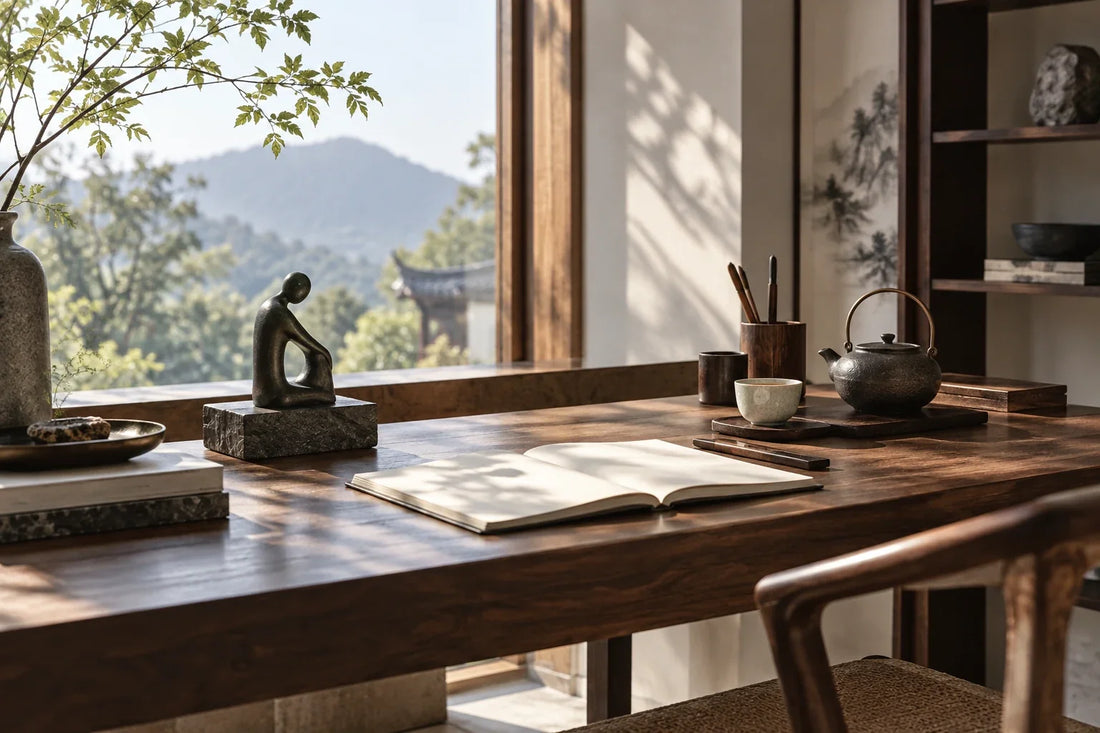 Eastern Aura editorial scene about Chinese collection and artful living and daily ritual