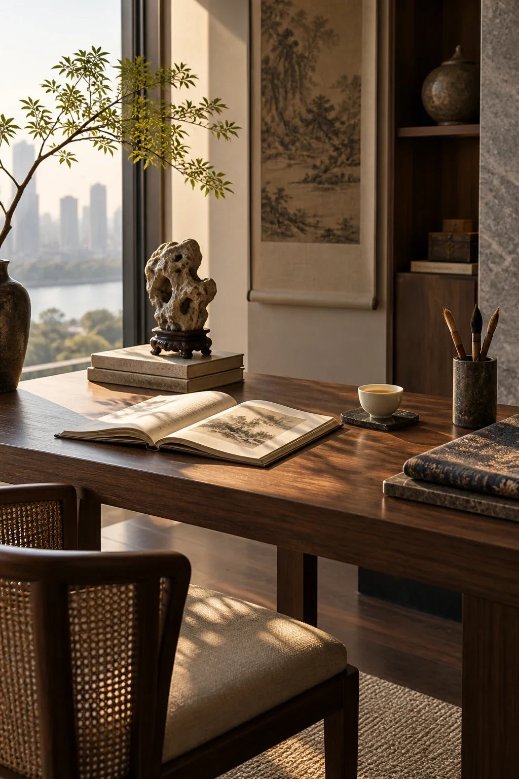 Eastern Aura editorial scene about Chinese collection and artful living and daily ritual