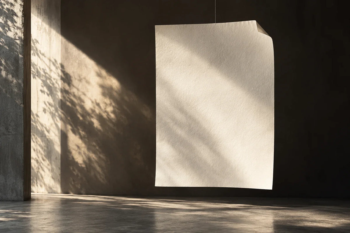 A suspended blank sheet leaves its surface entirely open.