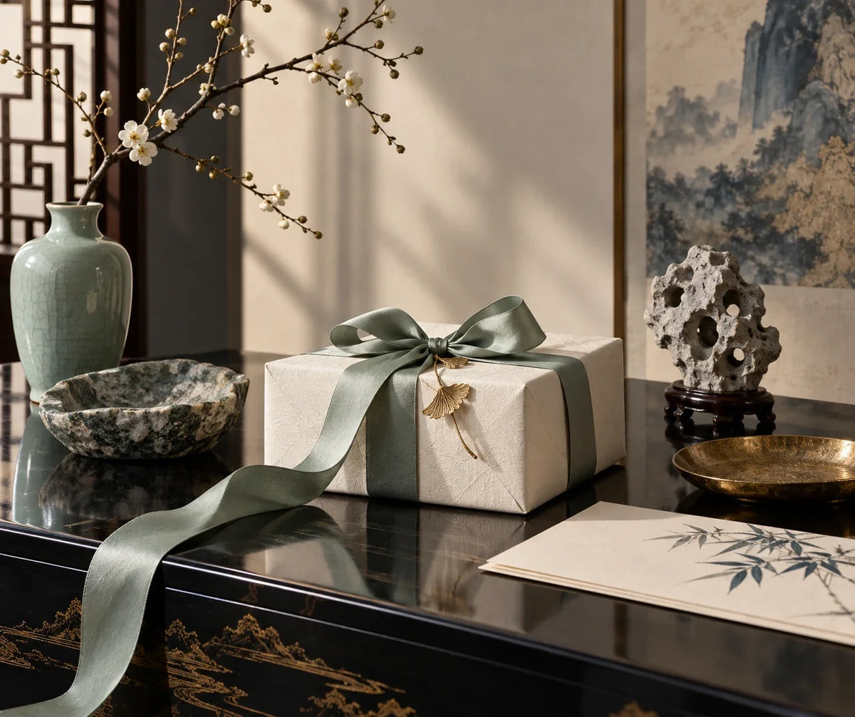Eastern Aura editorial scene about Chinese gift set and a contemporary and respectful design standard