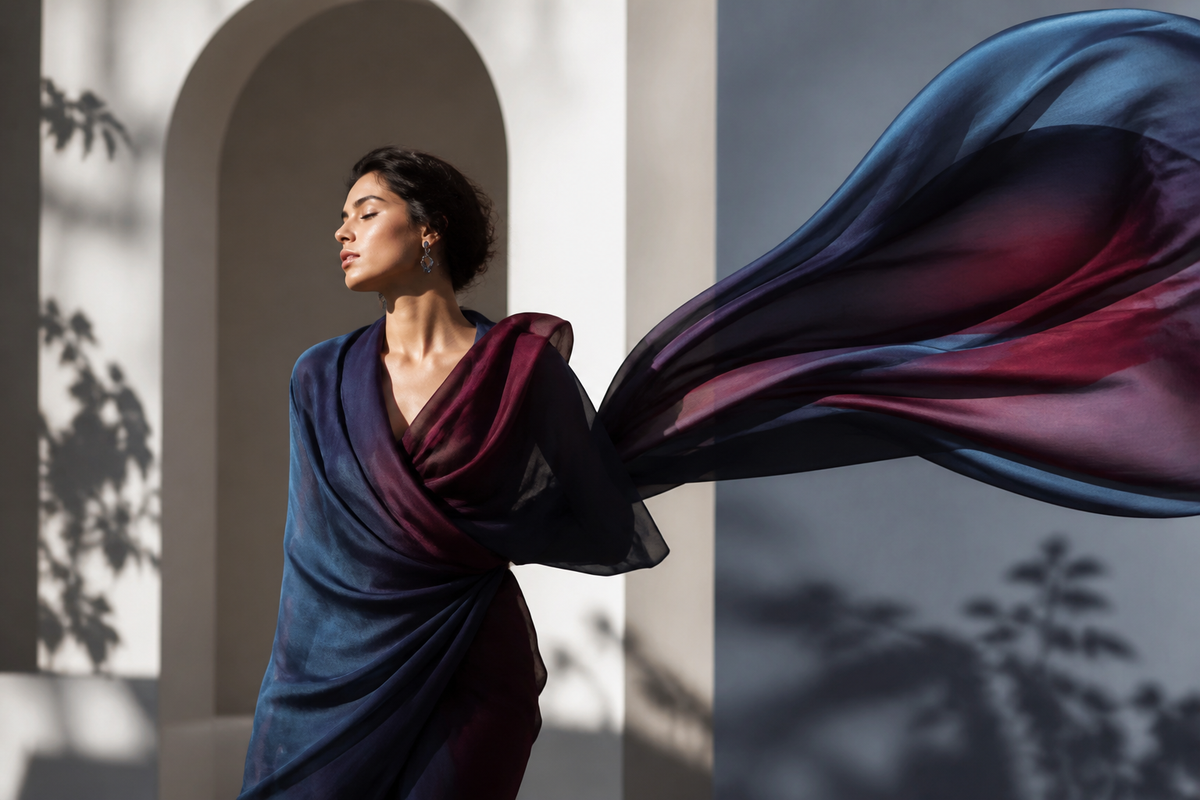 Eastern Aura editorial scene about material, proportion and repeatable styling