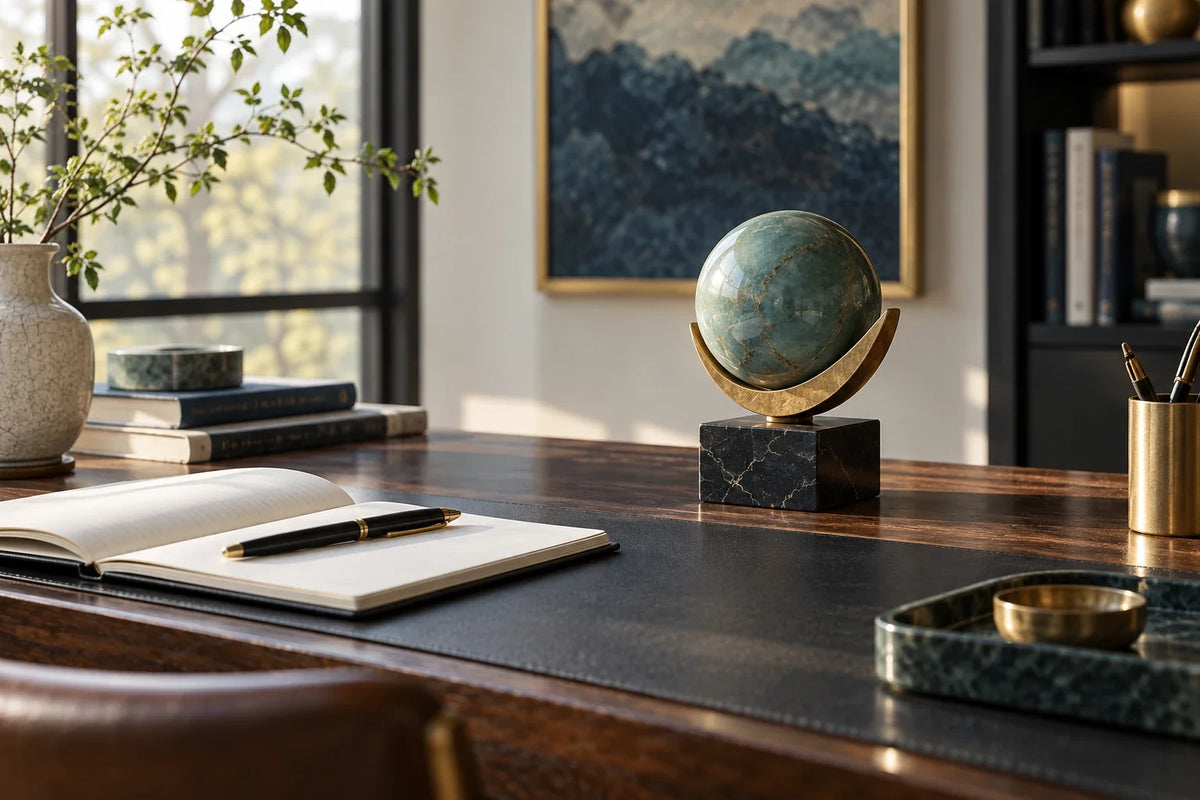 Eastern Aura editorial scene about Asian decorative objects and desk objects, memory and concentration