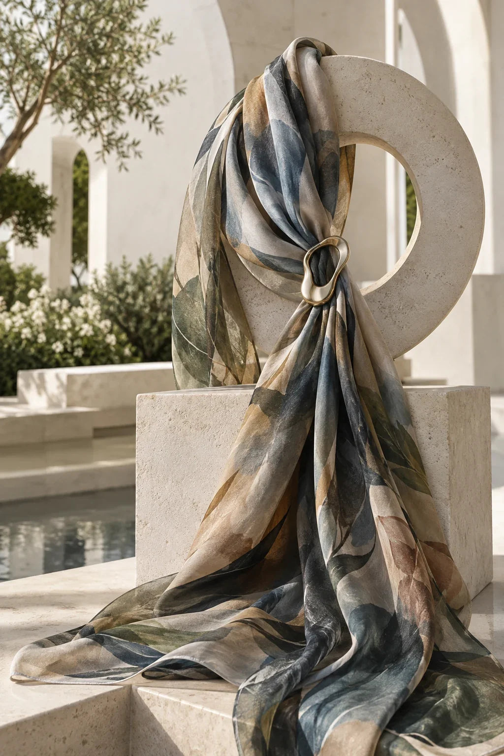 Eastern Aura editorial scene about luxury shawl and use as part of an artwork's meaning