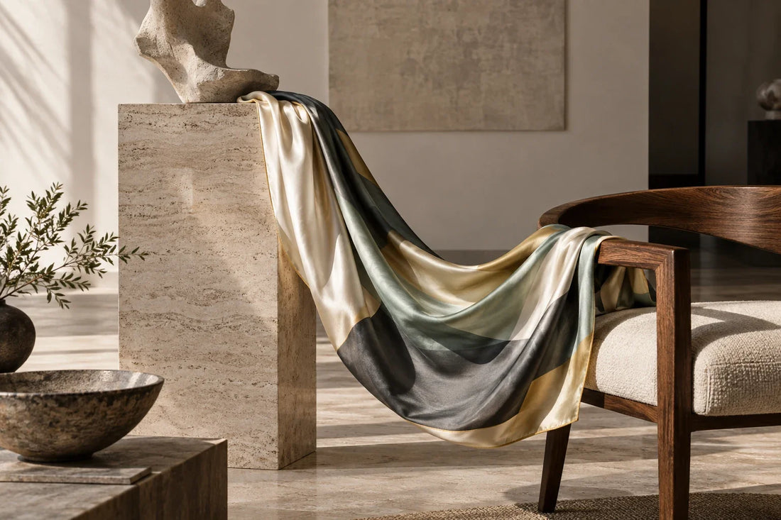 Eastern Aura editorial scene about luxury shawl and use as part of an artwork's meaning