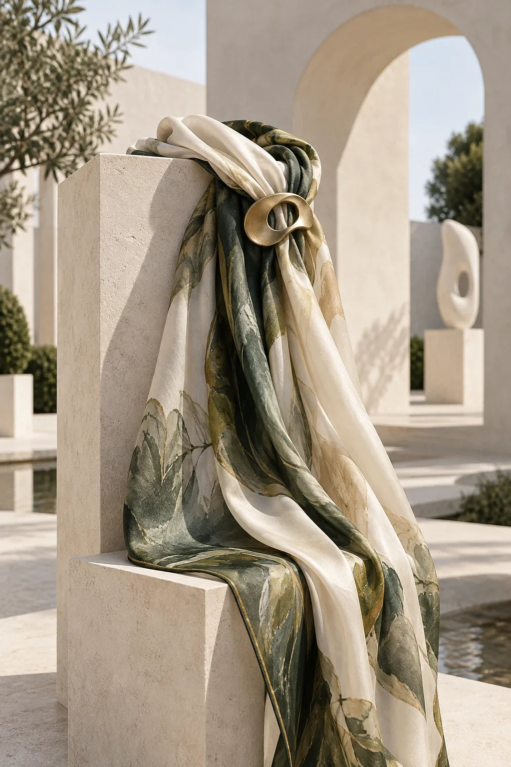 Eastern Aura editorial scene about luxury shawl and use as part of an artwork's meaning