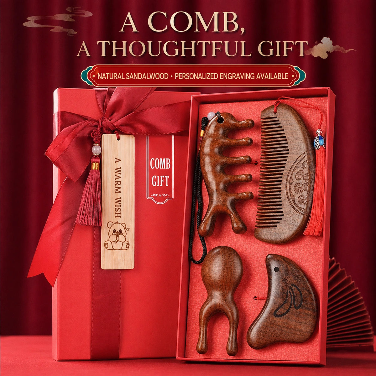 Golden Sandalwood Comb Gift Set - Eastern Aura hero image 1