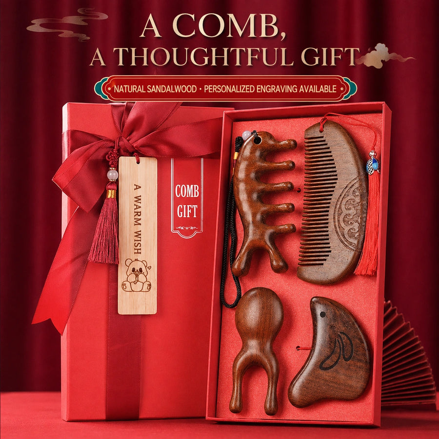 Golden Sandalwood Comb Gift Set - Eastern Aura hero image 1