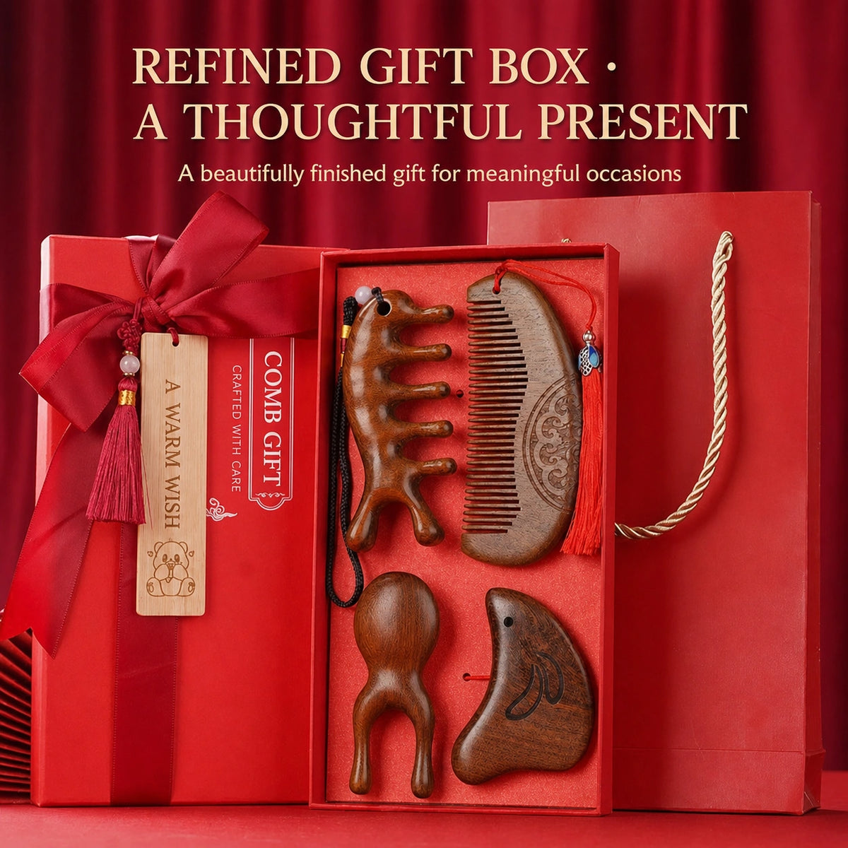 Golden Sandalwood Comb Gift Set - Eastern Aura detail image 2