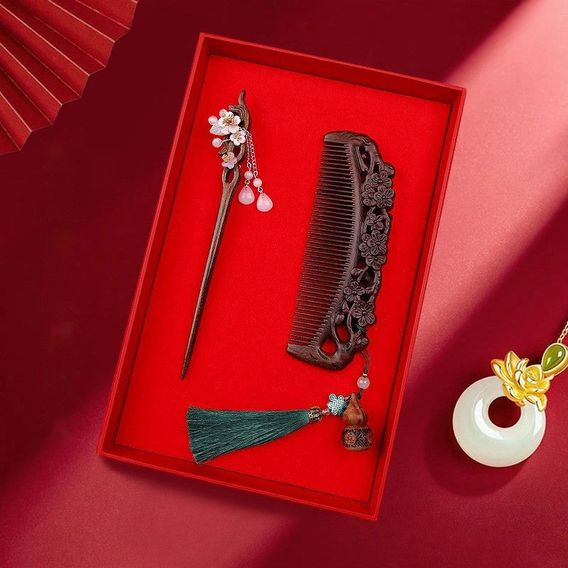 Sandalwood Comb & Hairpin Gift Set - Eastern Aura hero image 1