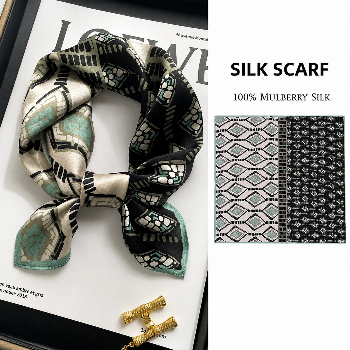 Silk Art Scarf Collection - 65 cm Square - Eastern Aura product image 4