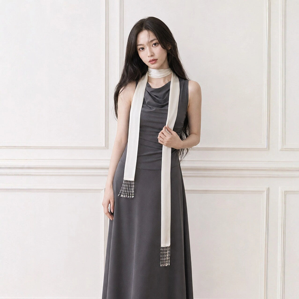 Tasselled Mulberry Silk Scarf - Eastern Aura product image 3
