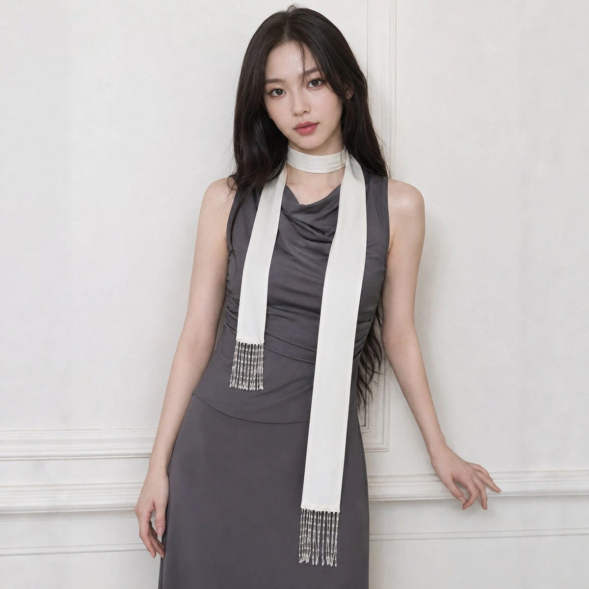 Tasselled Mulberry Silk Scarf - Eastern Aura product image 4