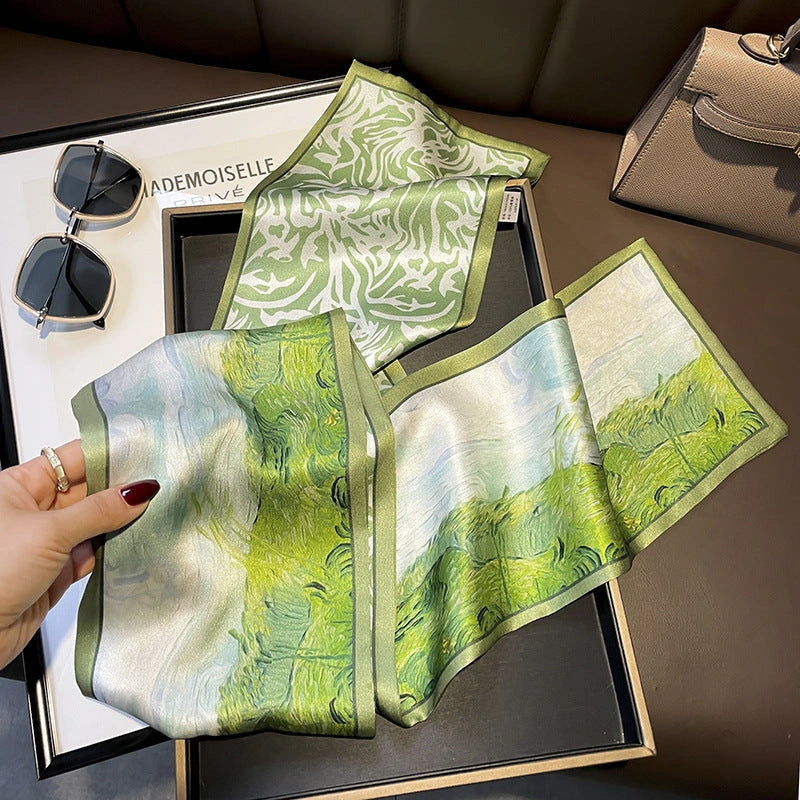 Long Mulberry Silk Ribbon Scarf - Eastern Aura product image 6