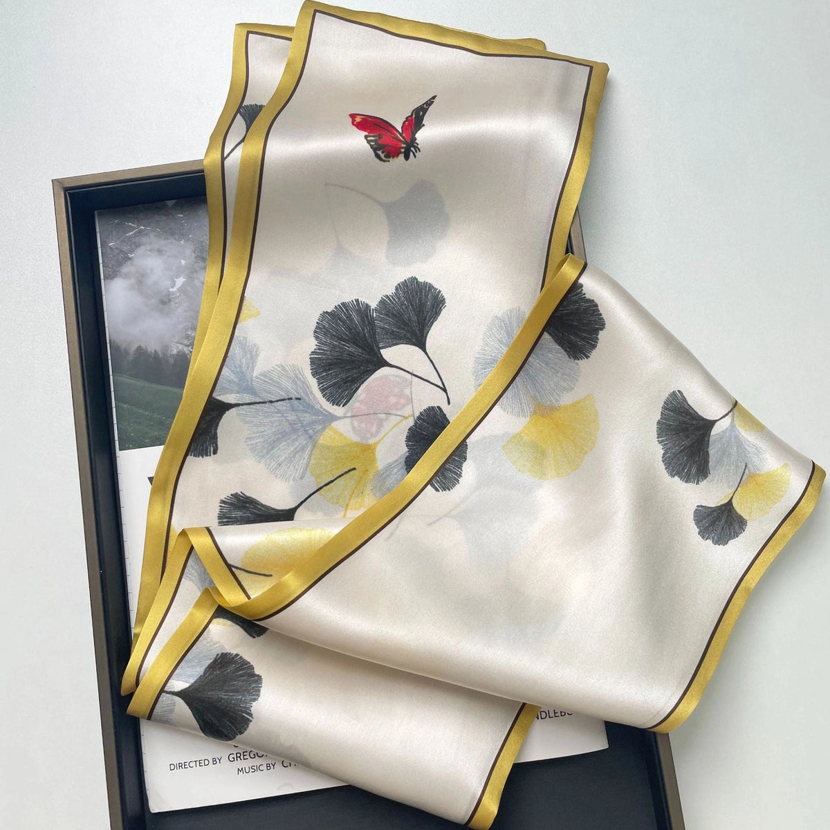 Long Mulberry Silk Ribbon Scarf - Eastern Aura product image 10