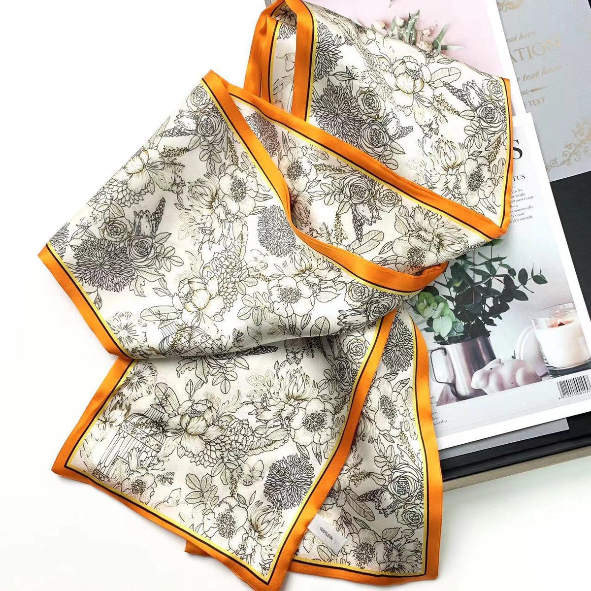 Long Mulberry Silk Ribbon Scarf - Eastern Aura product image 25