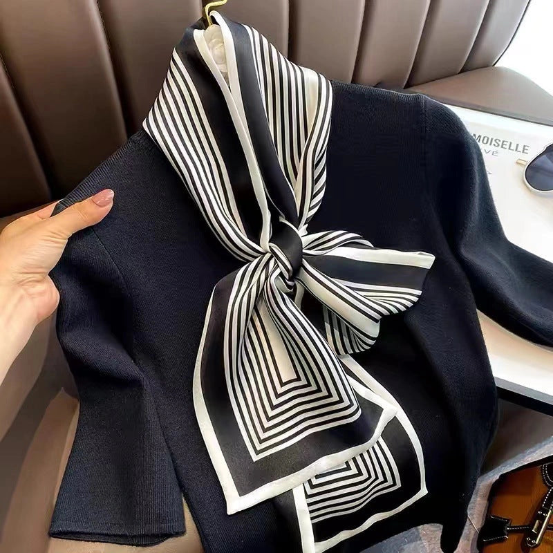 Long Mulberry Silk Ribbon Scarf - Eastern Aura product image 29