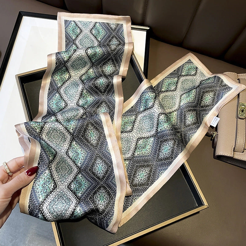 Long Mulberry Silk Ribbon Scarf - Eastern Aura product image 41