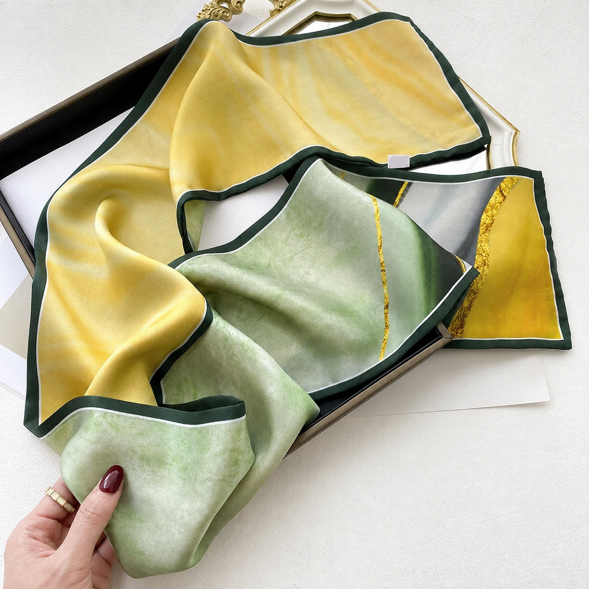 Long Mulberry Silk Ribbon Scarf - Eastern Aura product image 48