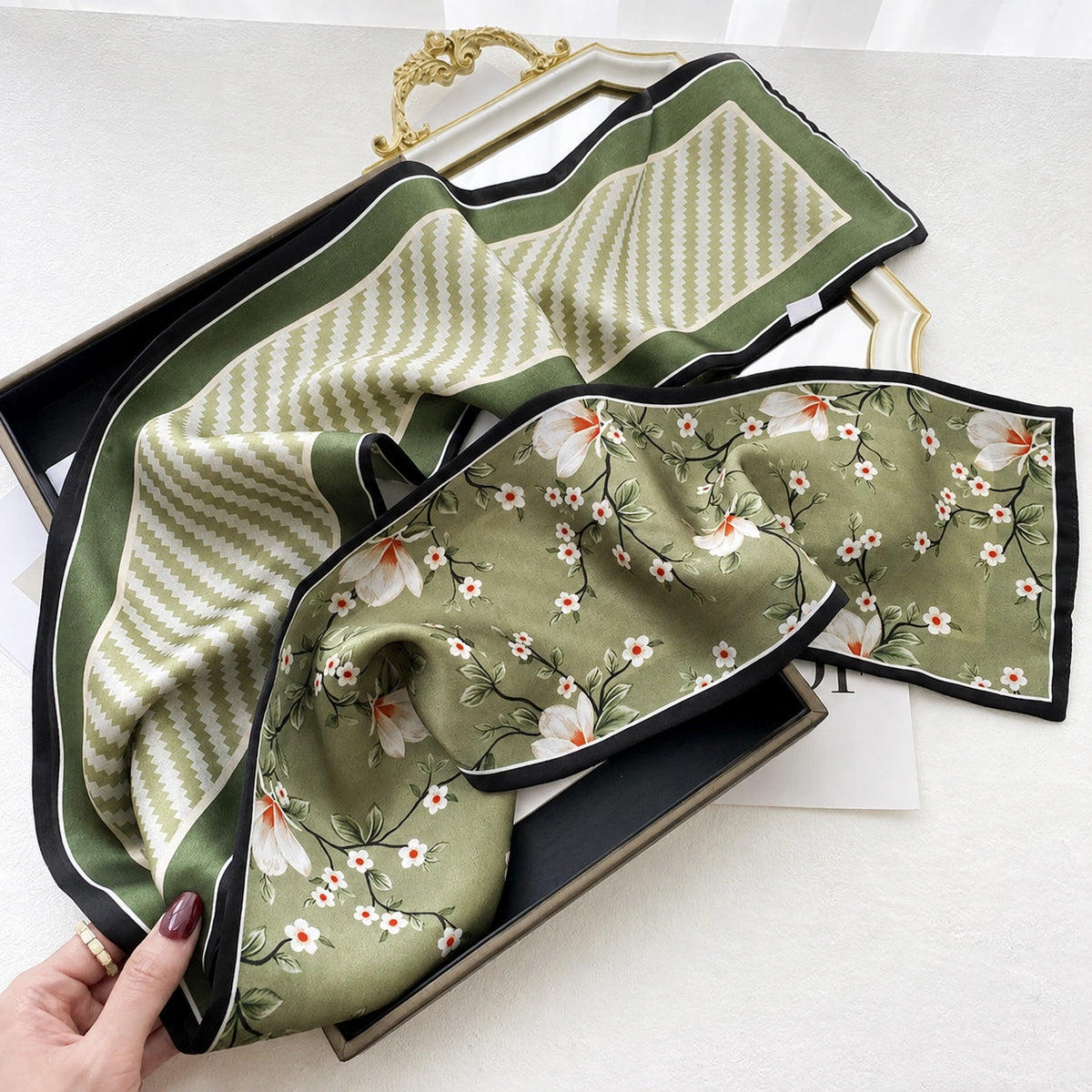 Long Mulberry Silk Ribbon Scarf - Eastern Aura product image 49