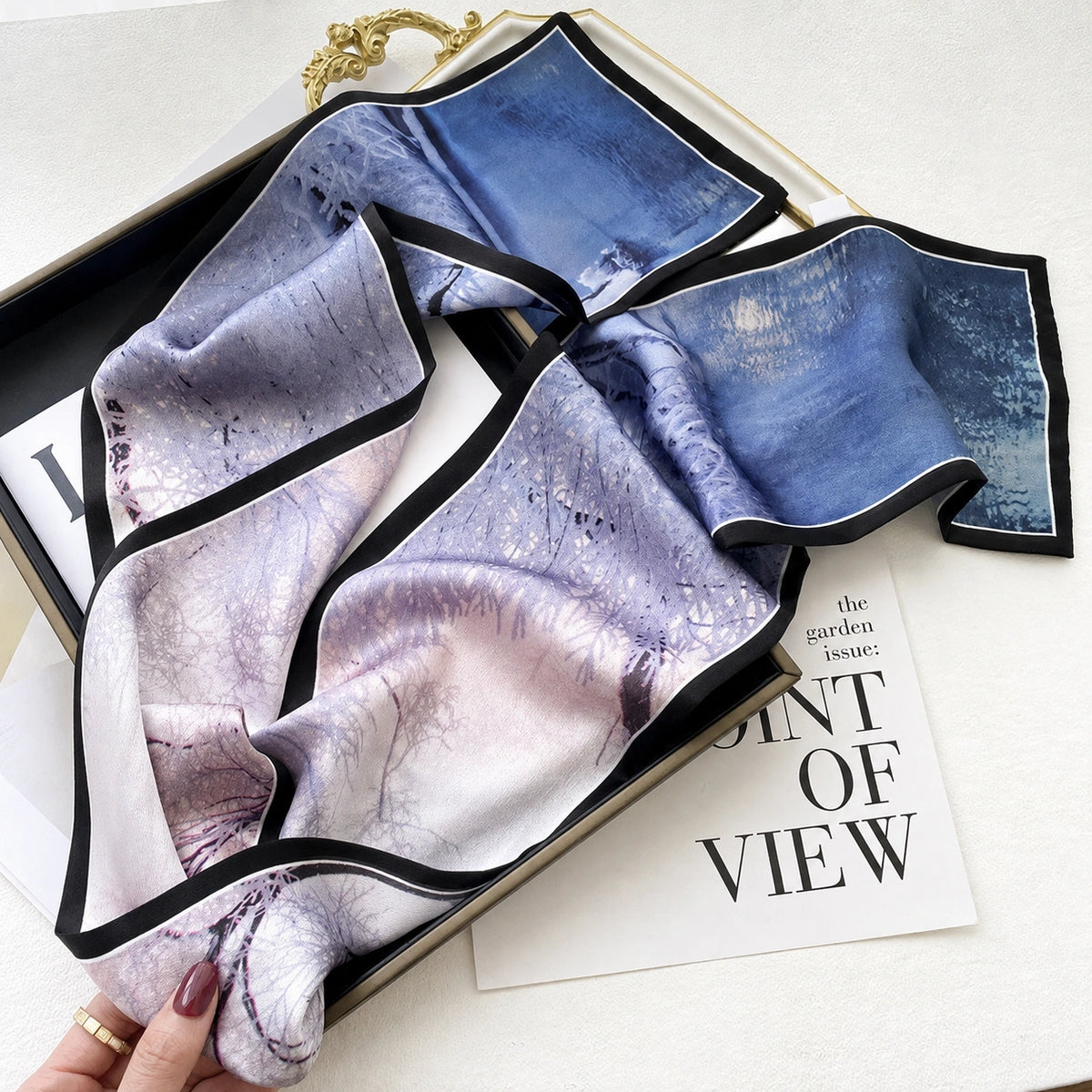 Long Mulberry Silk Ribbon Scarf - Eastern Aura product image 51