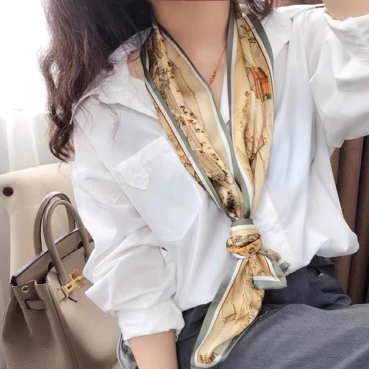 Long Mulberry Silk Ribbon Scarf - Eastern Aura product image 53