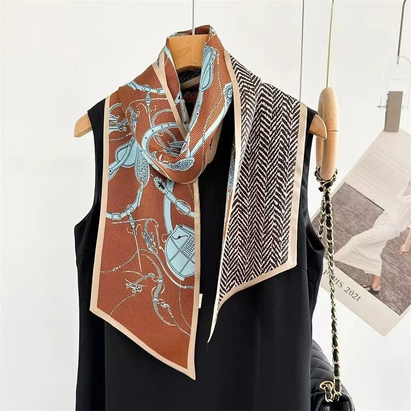 Mulberry Silk Crepe Satin Ribbon Scarf - Eastern Aura product image 4
