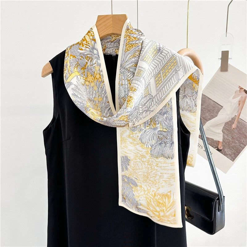Mulberry Silk Crepe Satin Ribbon Scarf - Eastern Aura product image 11