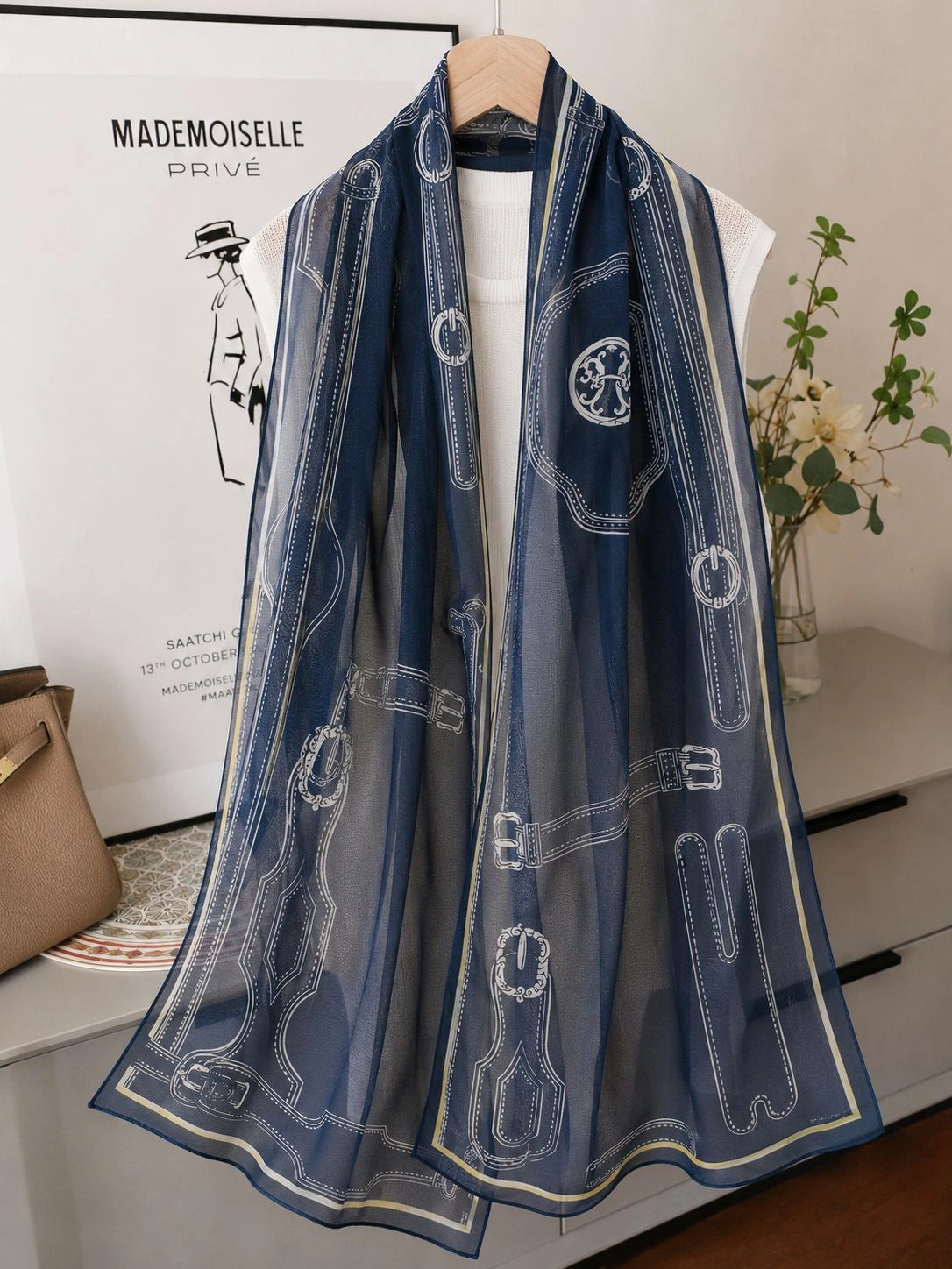 Linework Long Art Scarf - Eastern Aura product image 61