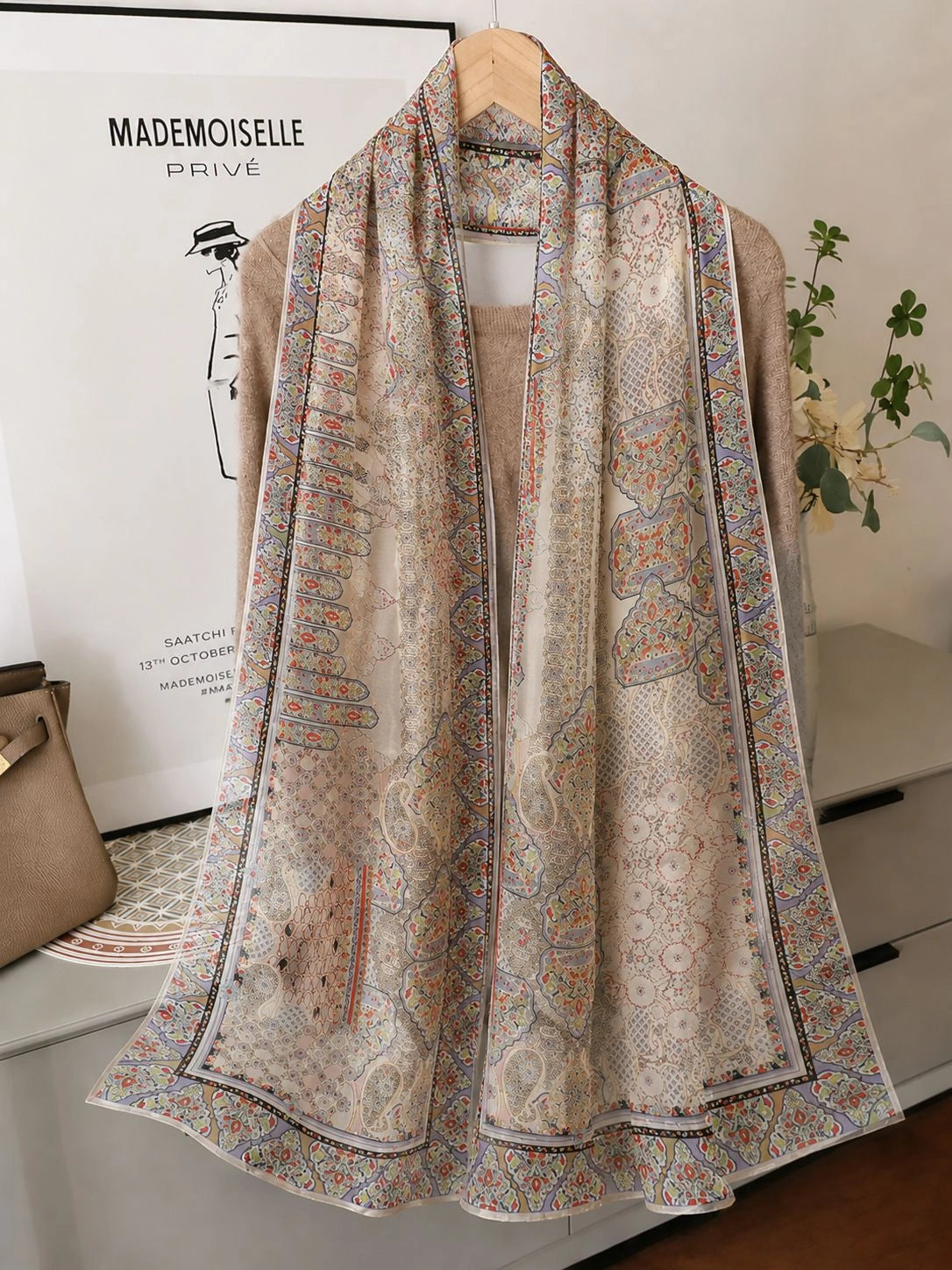Linework Long Art Scarf - Eastern Aura product image 62