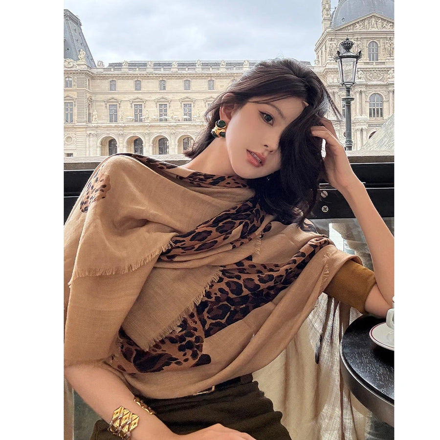 Leopard Print Soft-Woven Shawl - Eastern Aura hero image 1