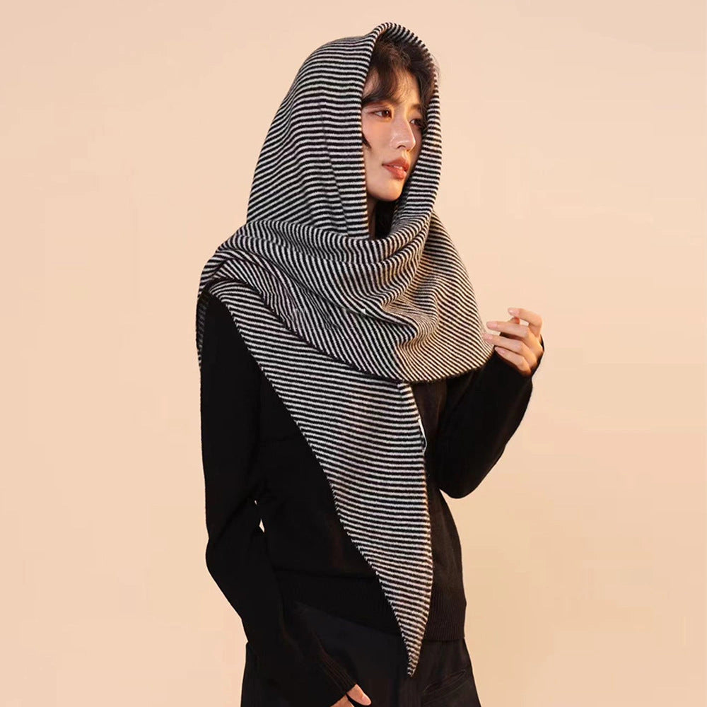 Striped Wool Triangle Shawl - Eastern Aura product image 7