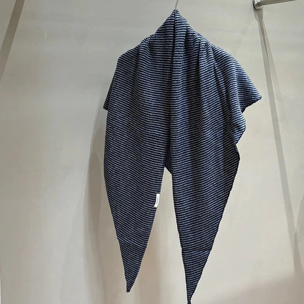 Striped Wool Triangle Shawl - Eastern Aura product image 10