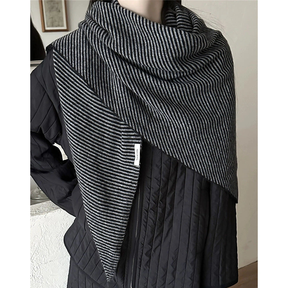 Striped Wool Triangle Shawl - Eastern Aura product image 11