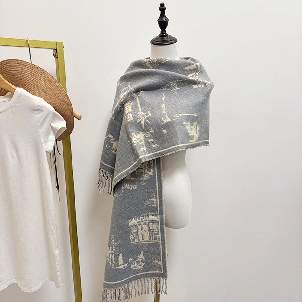 Celestial Motif Soft-Woven Shawl - Eastern Aura detail image 2
