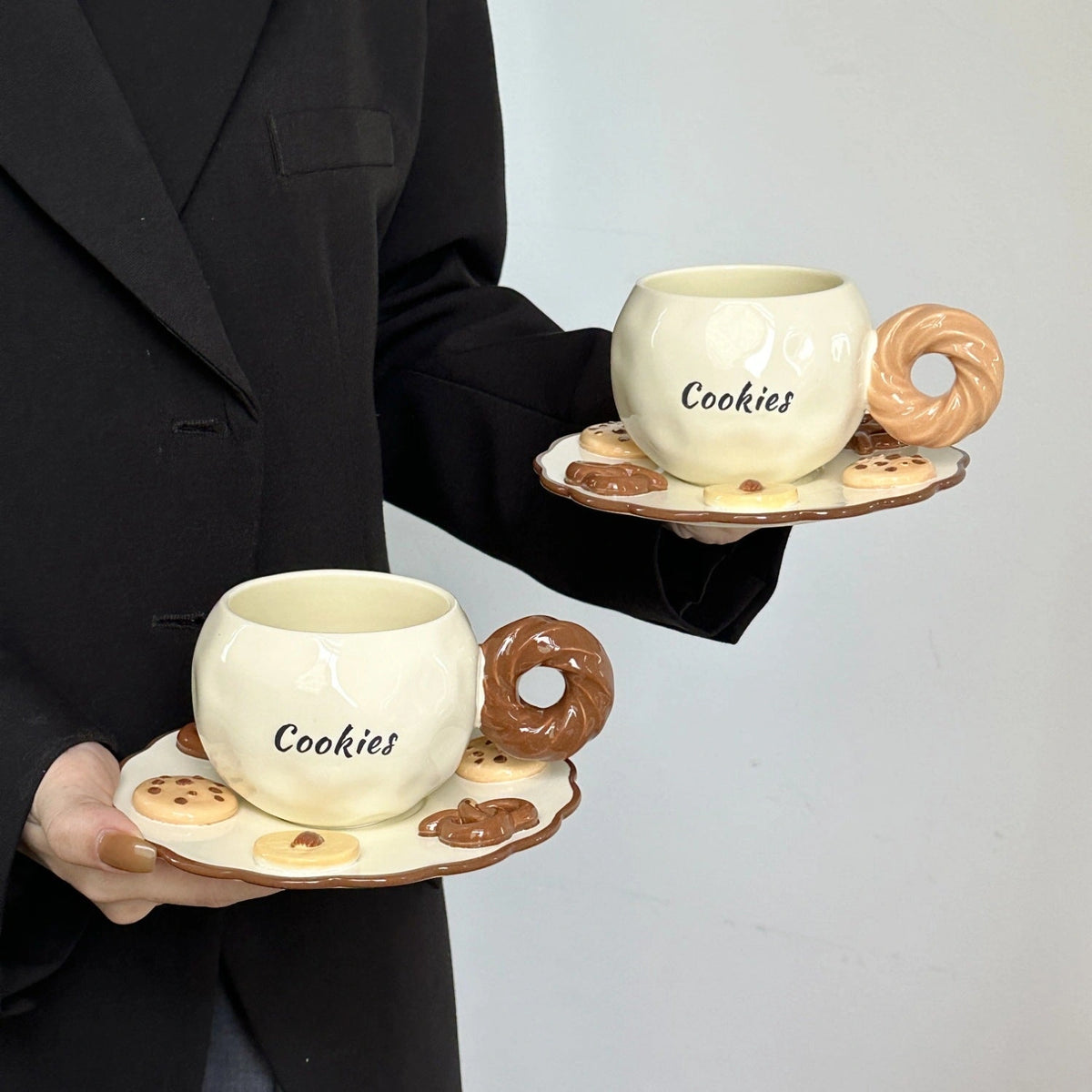 Biscuit Glaze Latte Cup & Saucer - Eastern Aura detail image 2
