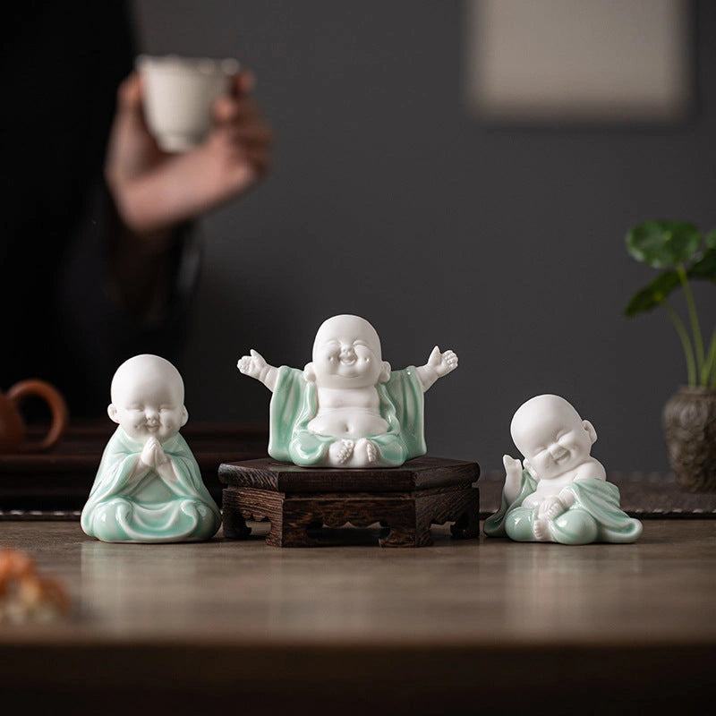 Joyful Maitreya Ceramic Sculpture - Eastern Aura detail image 2