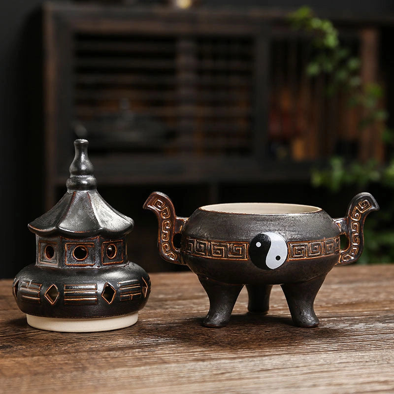 Tai Chi Bagua Ceramic Incense Burner - Eastern Aura detail image 2