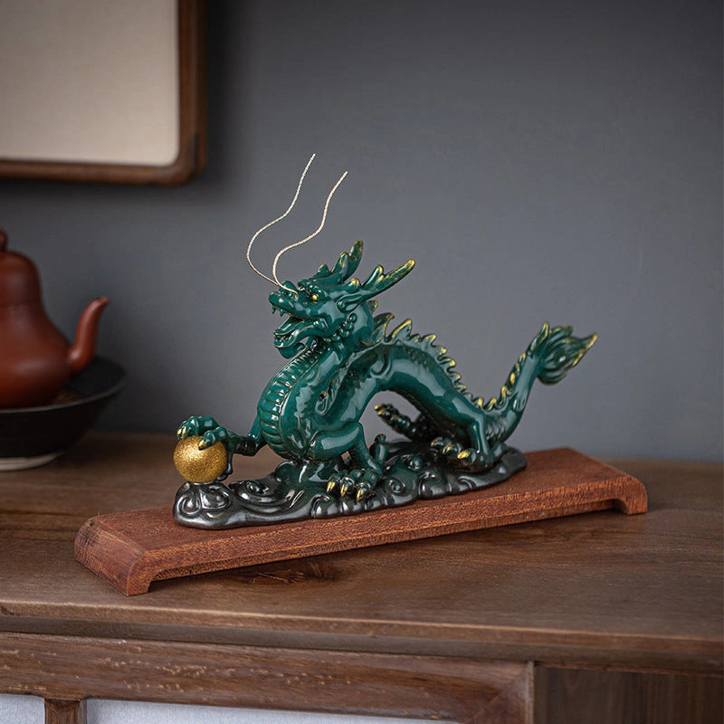 Celadon Dragon Desk Sculpture - Eastern Aura hero image 1