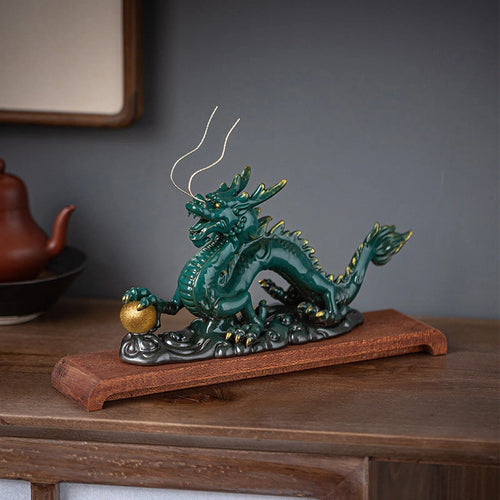 Celadon Dragon Desk Sculpture - Eastern Aura hero image 1