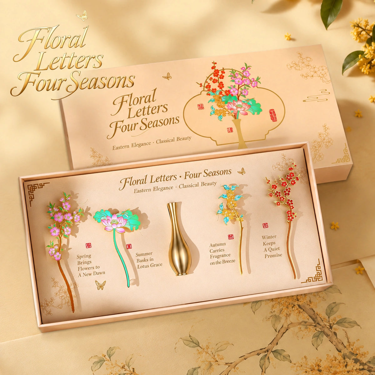 Eastern Aura Four Seasons Floral Bookmark Gift Set — hero product image 1