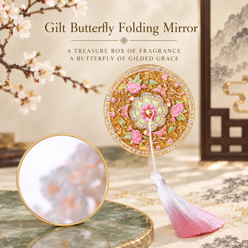 Eastern Aura Gilt Butterfly Folding Mirror — product detail image 2