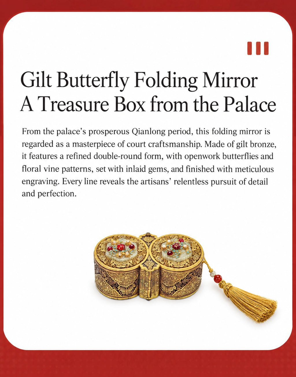 Eastern Aura Gilt Butterfly Folding Mirror — product detail image 19