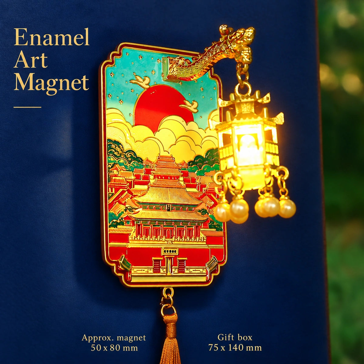 Eastern Aura Palace Lantern Enamel Art Magnet — product detail image 6