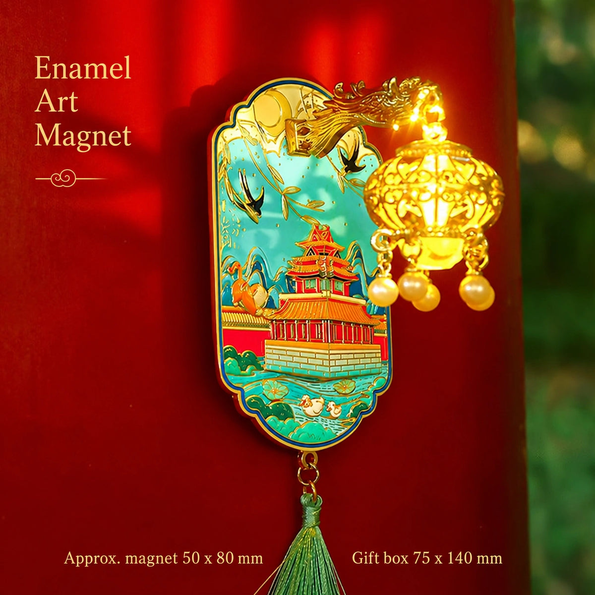 Eastern Aura Palace Lantern Enamel Art Magnet — product detail image 7