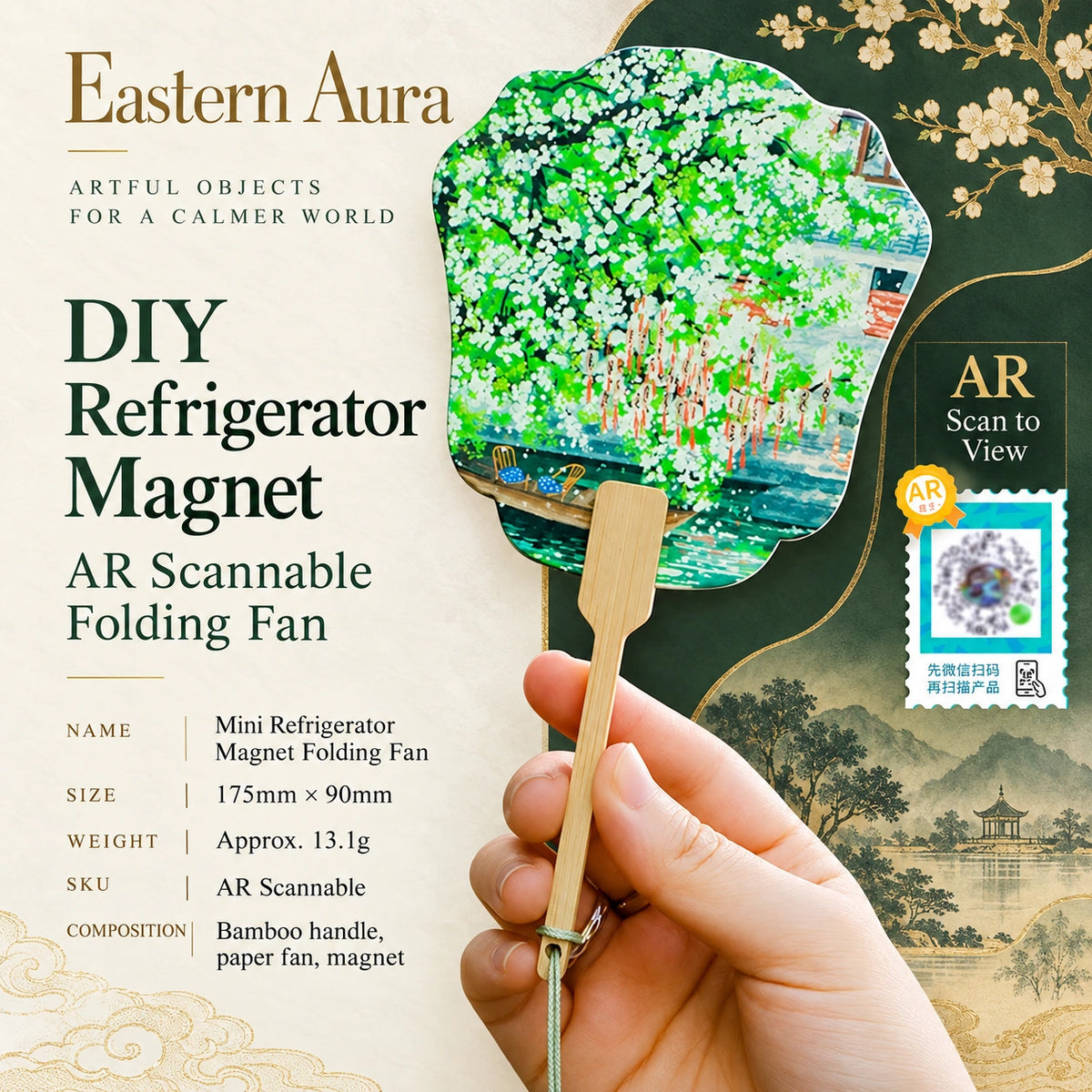 Eastern Aura Four Towers AR Folding Fan Magnet — product detail image 10